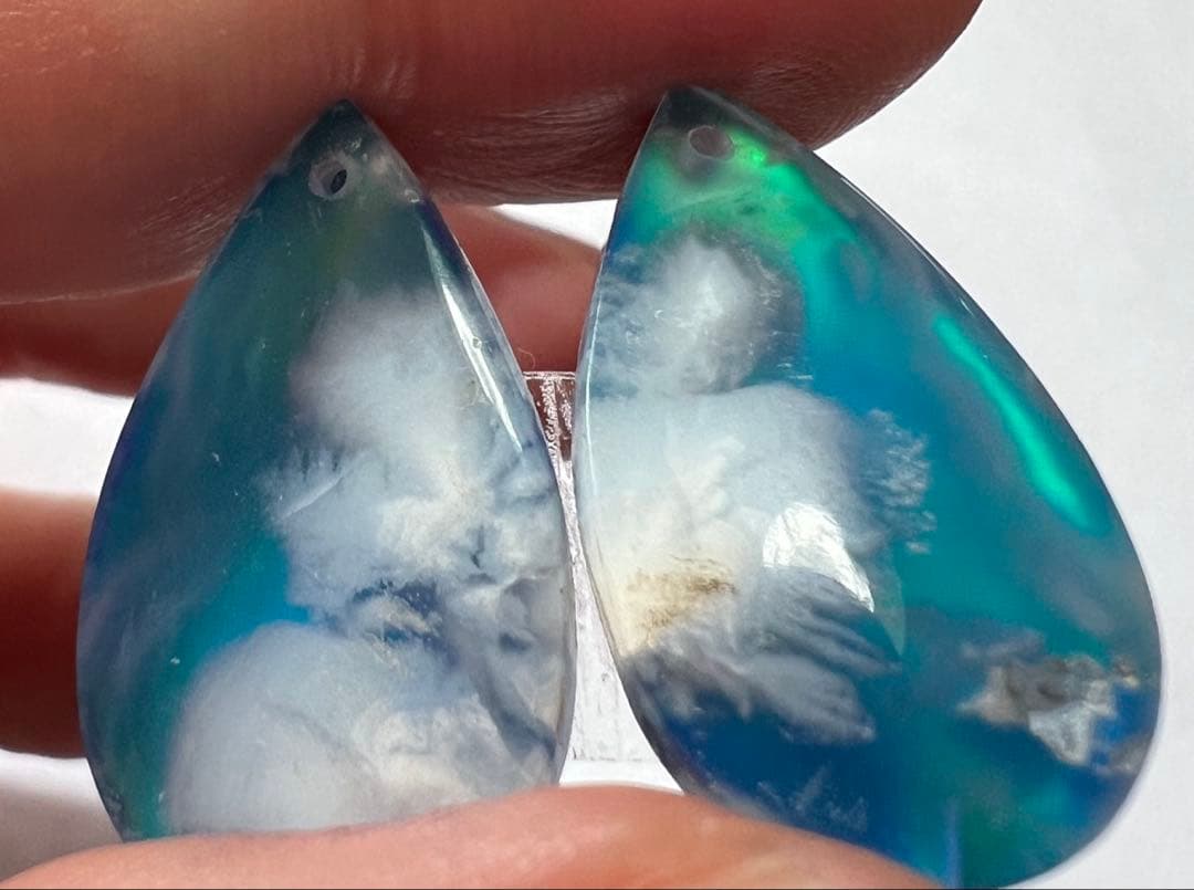 ★daisy★❤️ プルームアゲート　ダブレットオーロラ　14kgfピアス