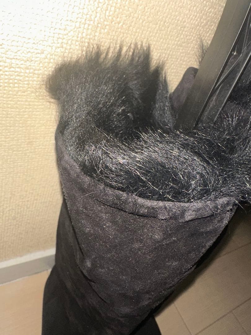 最終価格！美品❣️miumiuスェードファービジューブラックロングブーツ36