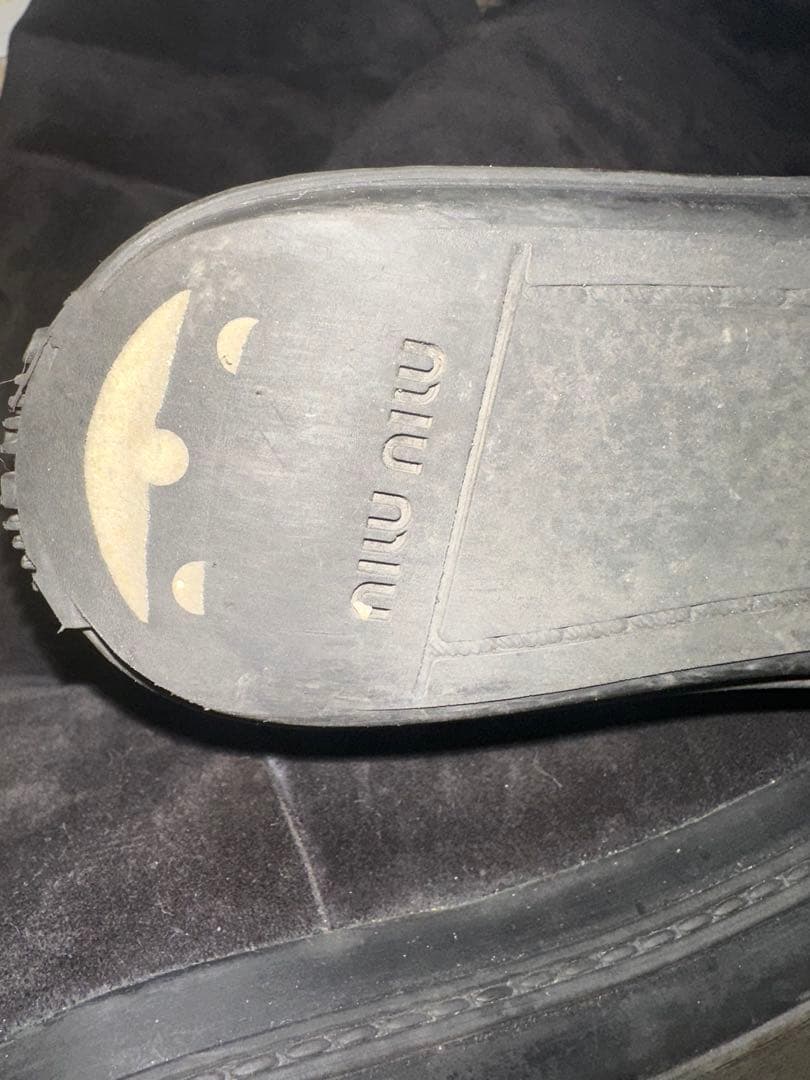 最終価格！美品❣️miumiuスェードファービジューブラックロングブーツ36