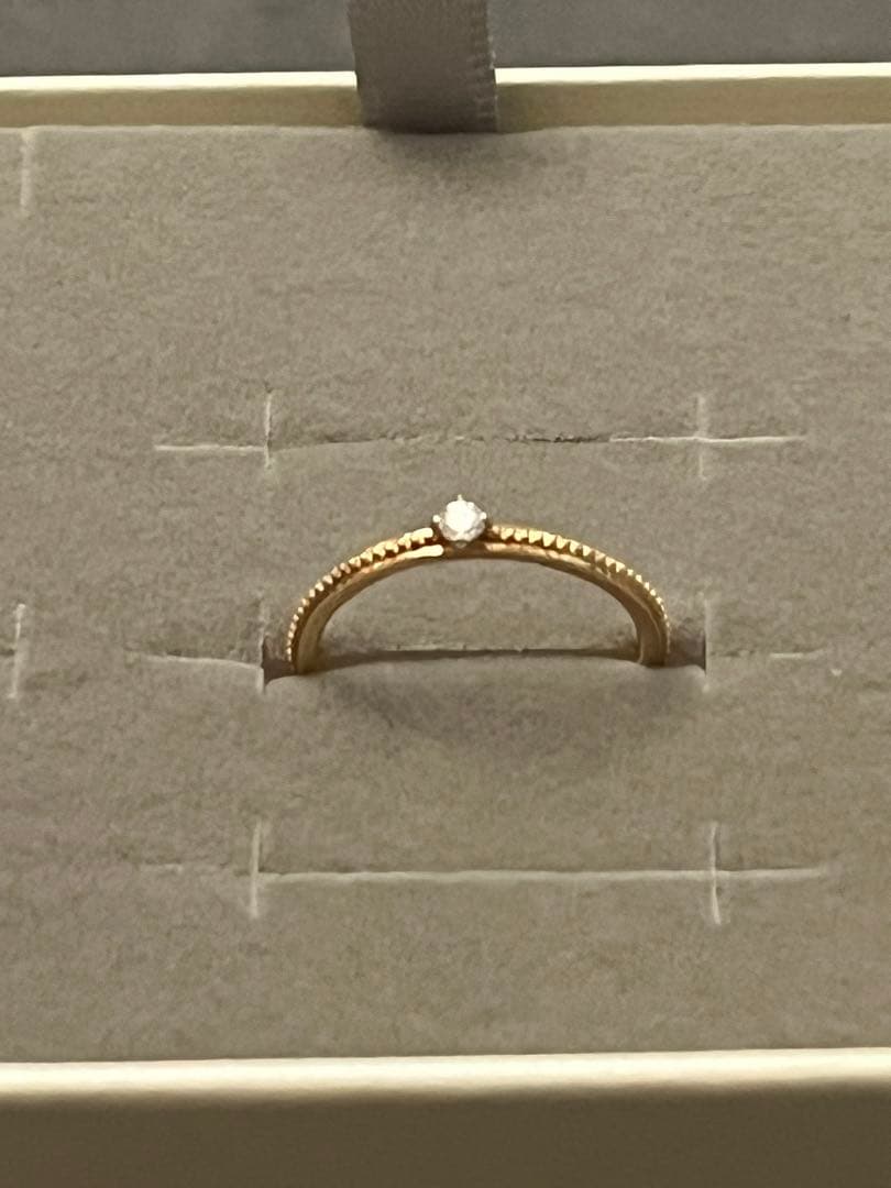 アガット　k10 ゴールドリング 一粒石 ダイヤ