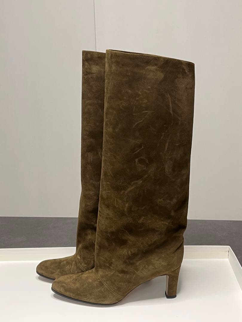 【マンゴー】NEBULONI.E オリーブ スエードロングブーツ 38