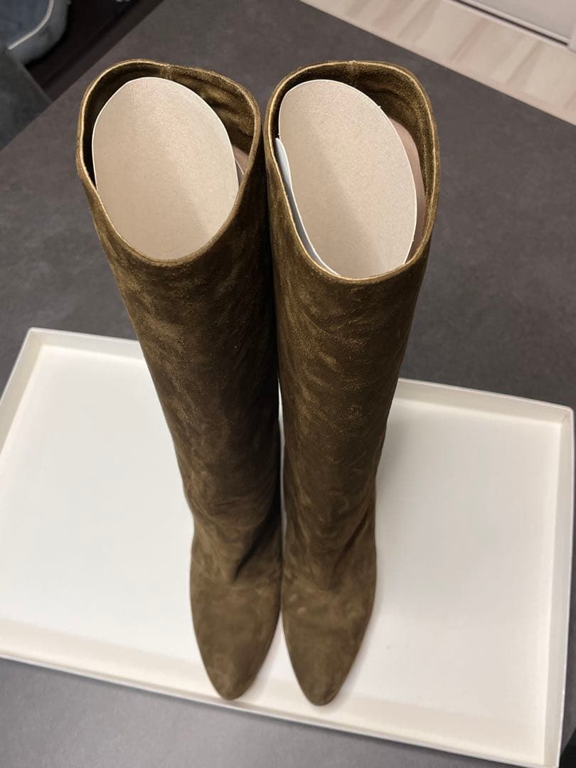 【マンゴー】NEBULONI.E オリーブ スエードロングブーツ 38