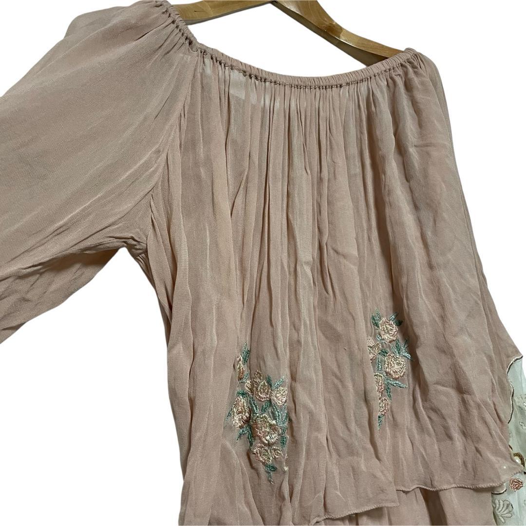 [新品未使用]snidel スナイデル レース フリル ブラウス ピンク F