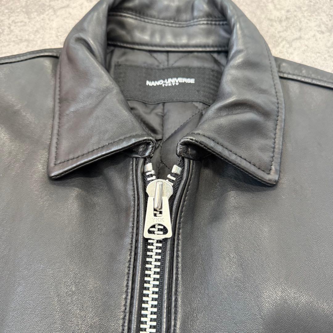 ナノユニバース　ラムレザージャケット　L キルティング中綿ジャケット