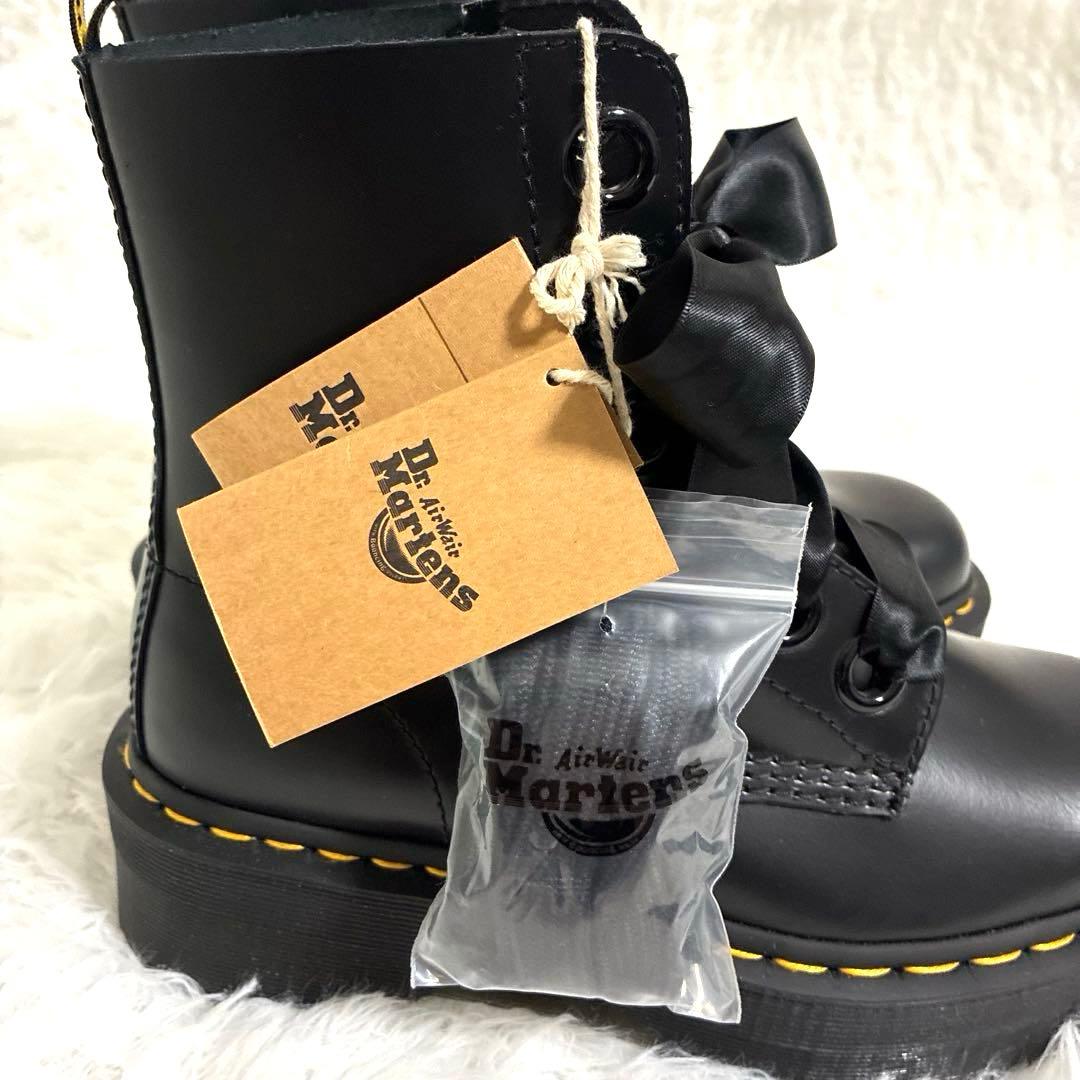 Dr.Martens ドクターマーチン 6ホール リボン ブラック レザー 厚底