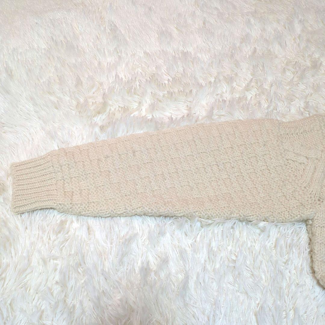 美品　BATONER SPREAD ARAN CREW NECK　ホワイト　1