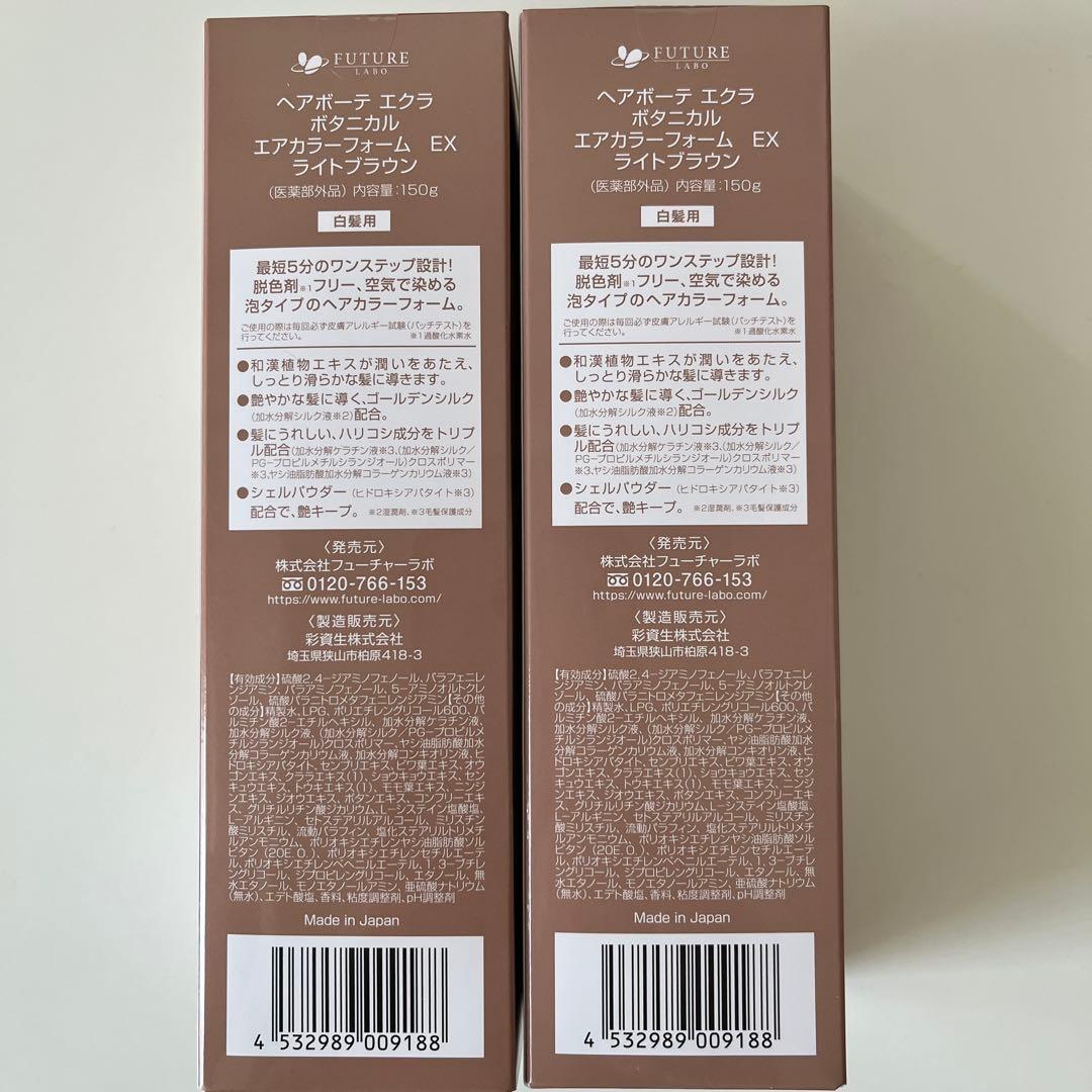 ヘアボーテエクラボタニカルエアカラーフォームEXライトブラウン150g×2本