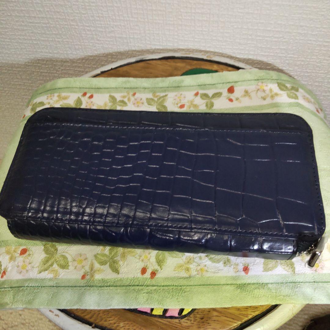 新品・CROIX 　クロワ・ロワイヤル　ネイビー　本ワニ皮・長財布