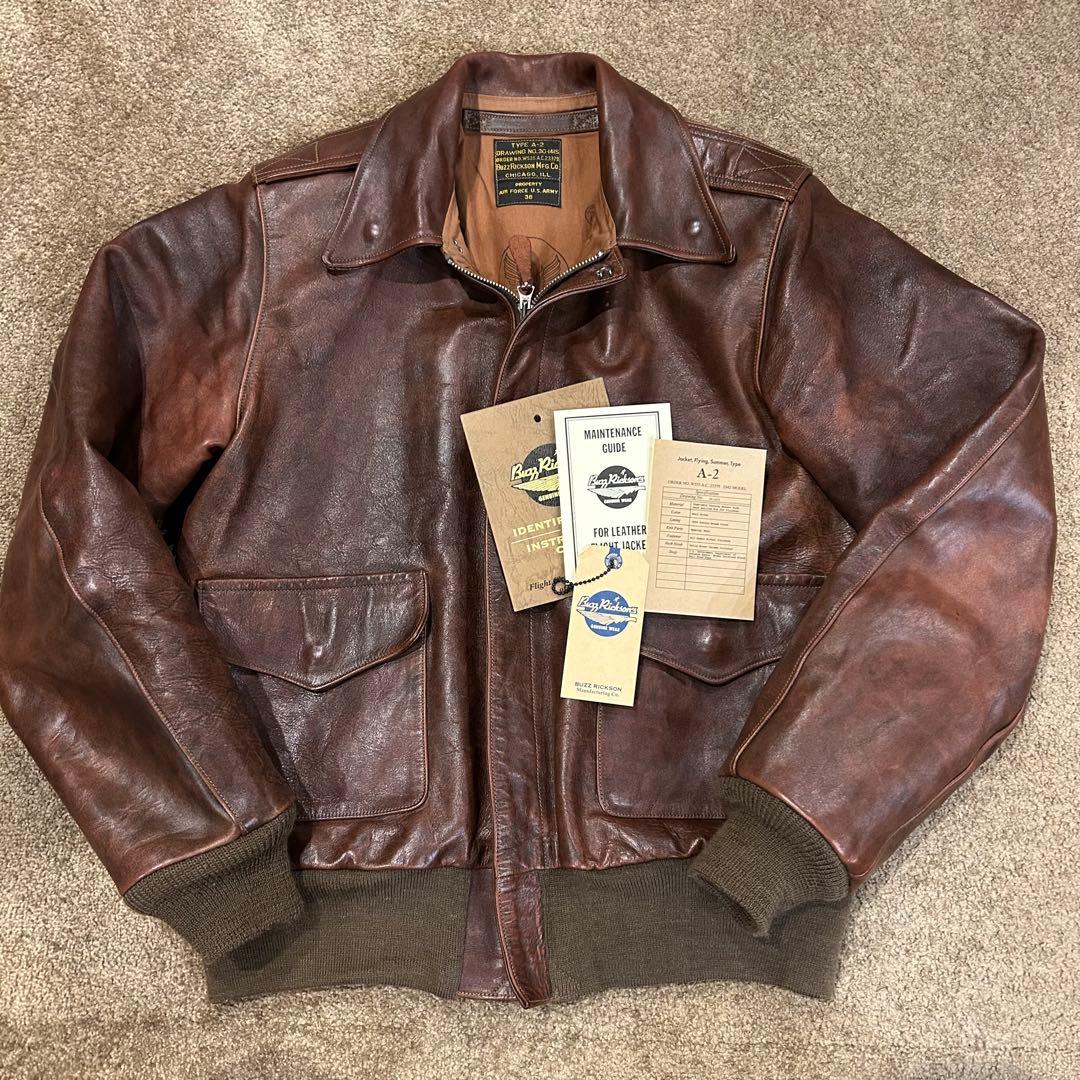 【美品】バズリクソンズ　A-2 サイズ38 ブロンコハイド　アニリン仕上