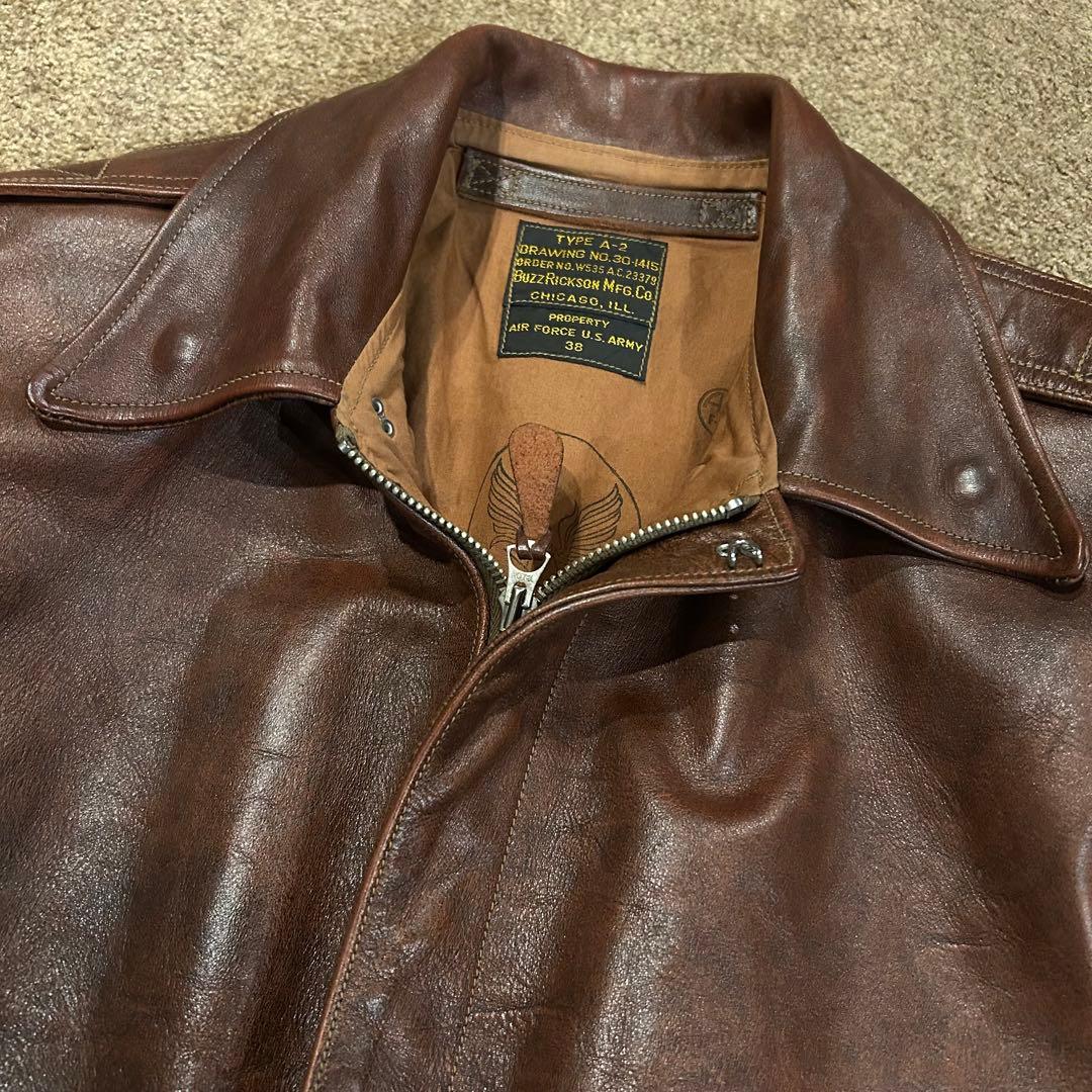 【美品】バズリクソンズ　A-2 サイズ38 ブロンコハイド　アニリン仕上
