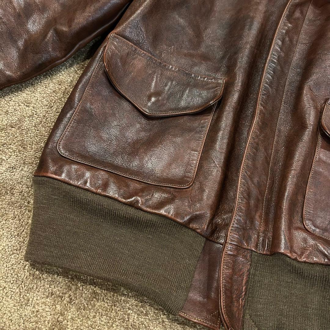 【美品】バズリクソンズ　A-2 サイズ38 ブロンコハイド　アニリン仕上