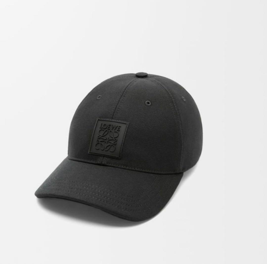 【美品】LOEWE ロエベ キャンバス パッチ キャップ ブラック