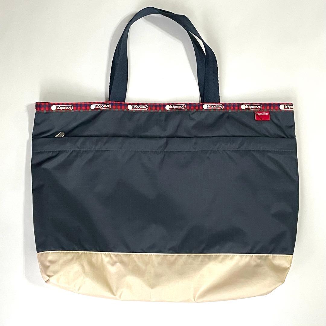 familiar✖️レスポートサック　刺繍トートバッグ ネイビー