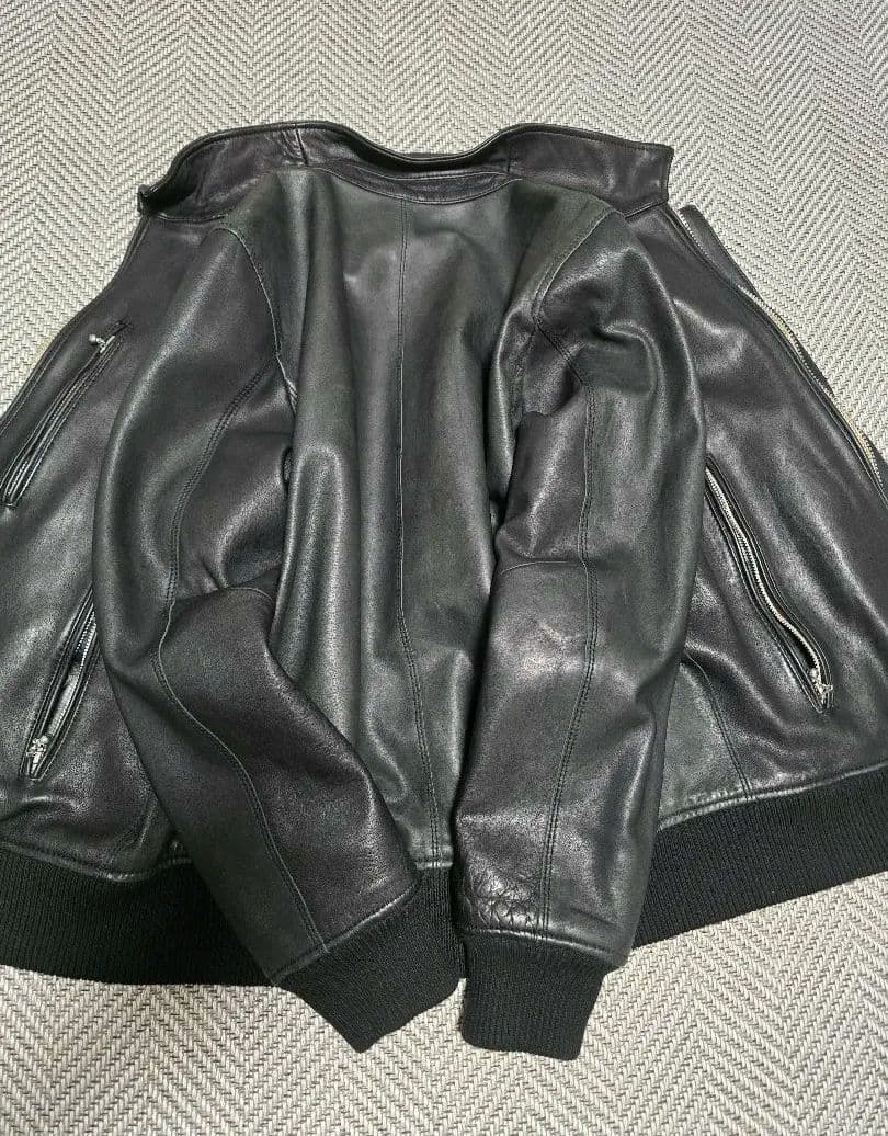 nano universe ブラックレザーシングルライダース　ナノユニバース