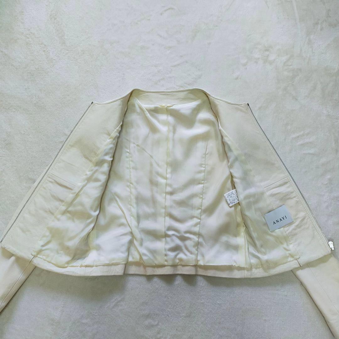美品　ANAYI　近年モデル　34　ノーカラーレザージャケット