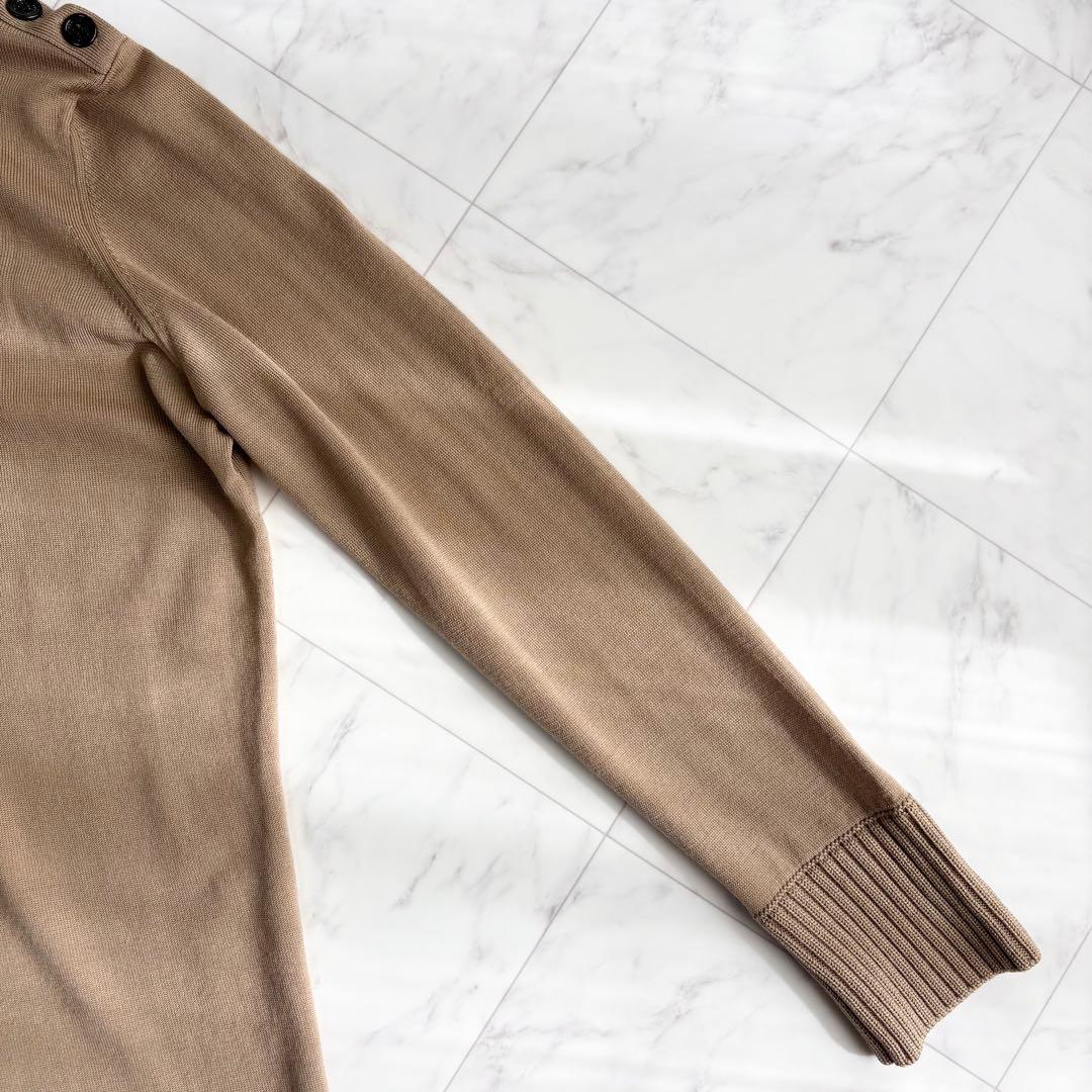 【バーバリー】ハイネックニット　薄手　ノバチェック　ホースロゴ　ウール　茶色