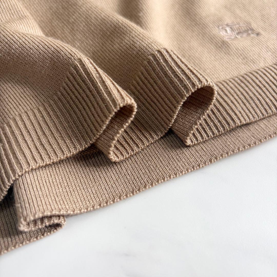 【バーバリー】ハイネックニット　薄手　ノバチェック　ホースロゴ　ウール　茶色