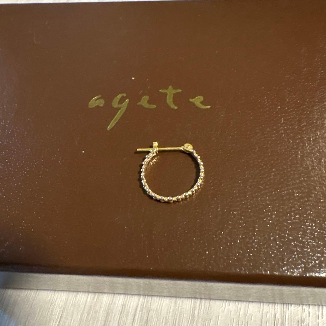 agete アガット◇ K18 K10 バブル フープ ピアス片方