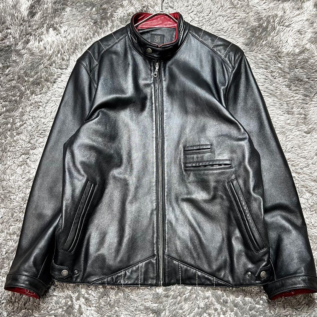g-stage メンズ ラムレザー シングルライダースジャケット Lサイズ