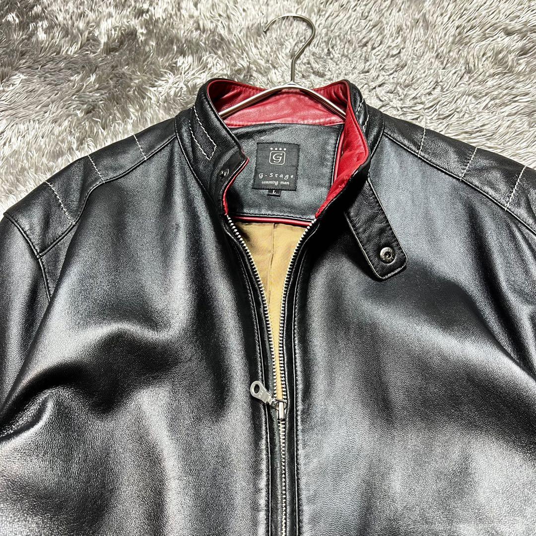 g-stage メンズ ラムレザー シングルライダースジャケット Lサイズ