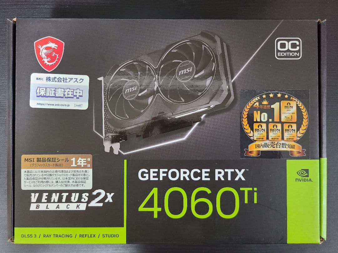 【備品】GeForce RTX 4060 Ti VENTUS 2X 8G OC
