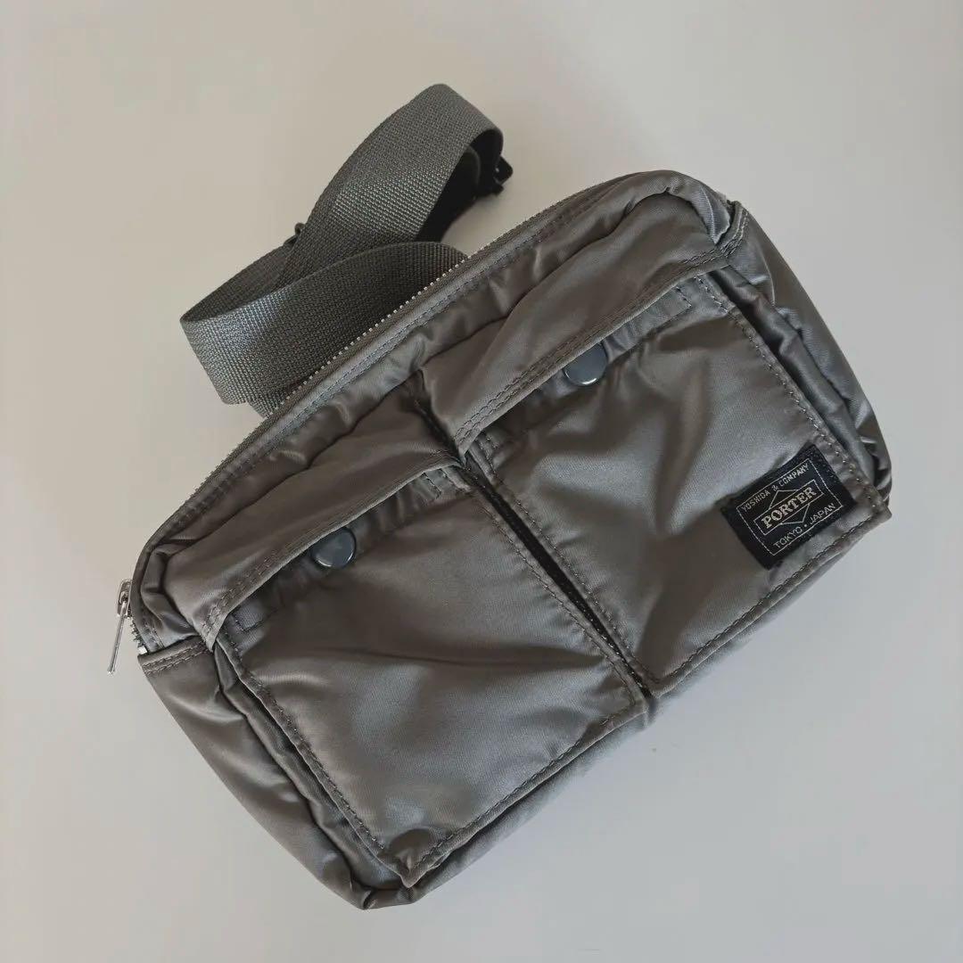 【美品】ポーター タンカー ボディバッグ コンパクト シルバーグレー