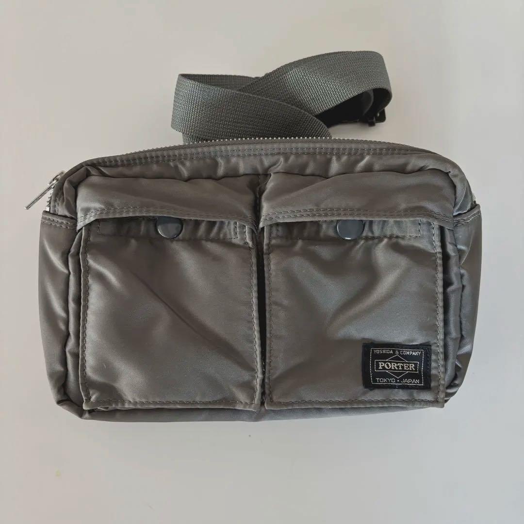 【美品】ポーター タンカー ボディバッグ コンパクト シルバーグレー