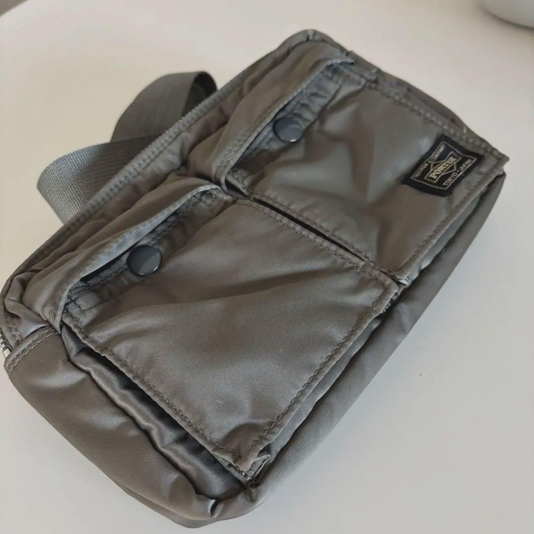 【美品】ポーター タンカー ボディバッグ コンパクト シルバーグレー