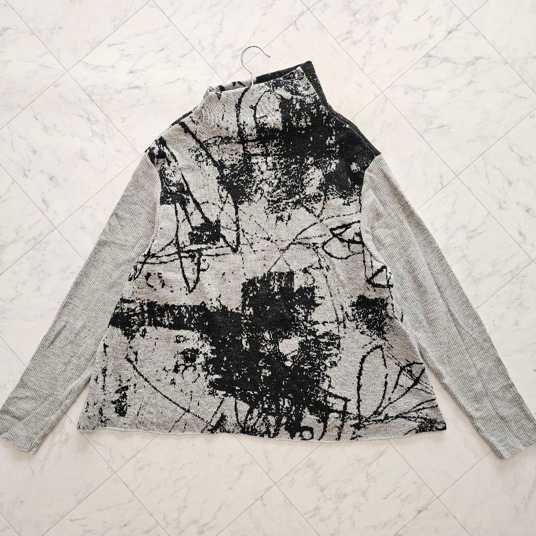 芽風 メフウ センソユニコ 変形 アシンメトリー 総柄 ニット プルオーバー