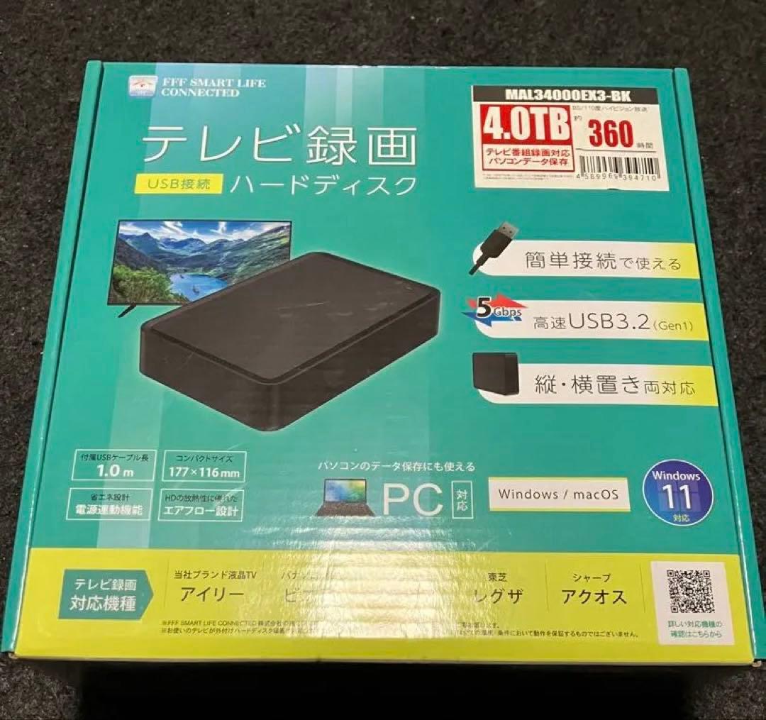 外付けHDD 4TB MAL34000EX3-BK