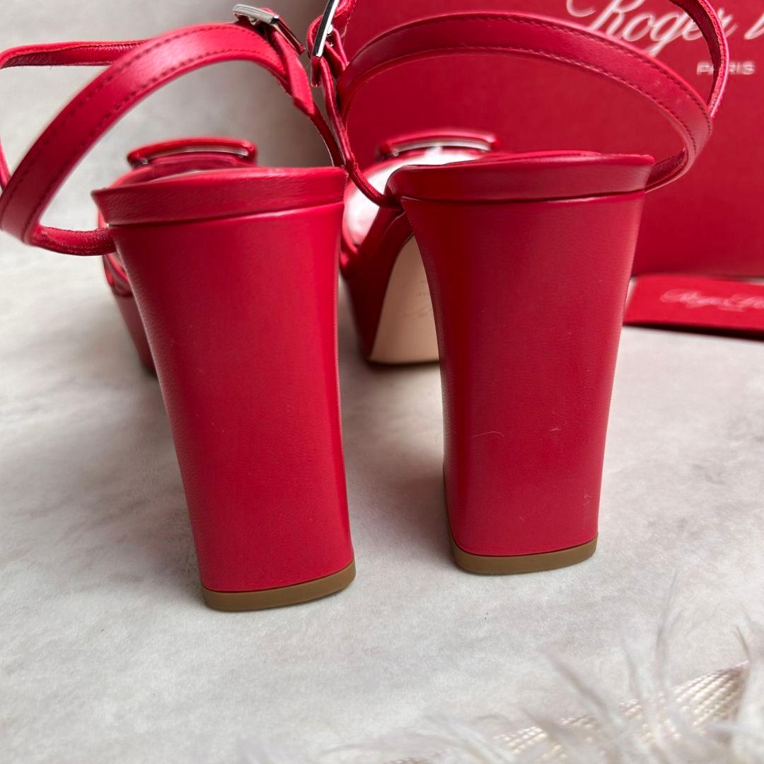 【未使用級】 Roger Vivier レザー サンダル レッド バレンタイン