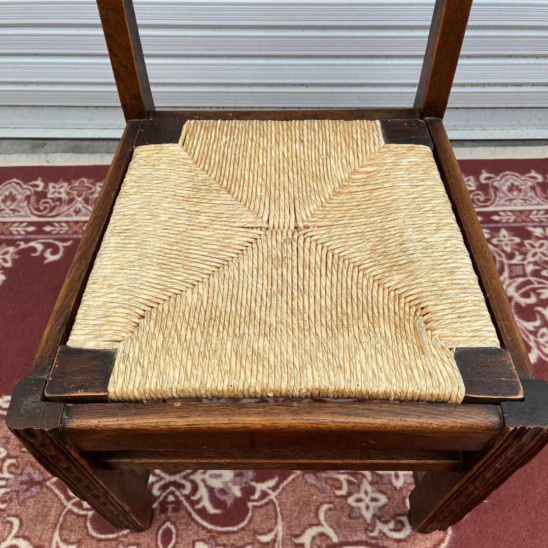 アンティーク古家具 ◾️オーク材 木製家具 ペーパーコードダイニングチェアA