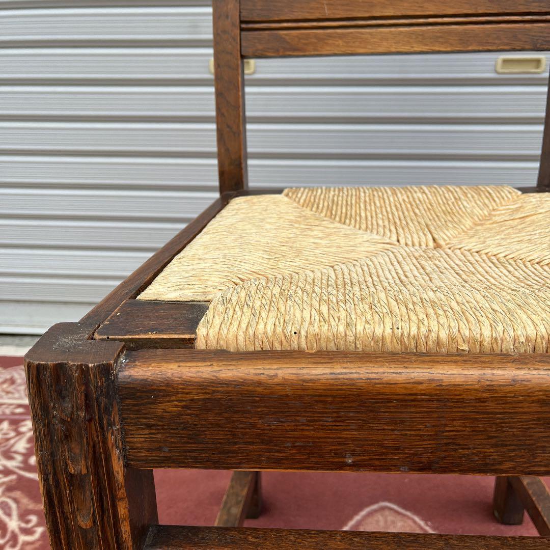 アンティーク古家具 ◾️オーク材 木製家具 ペーパーコードダイニングチェアA