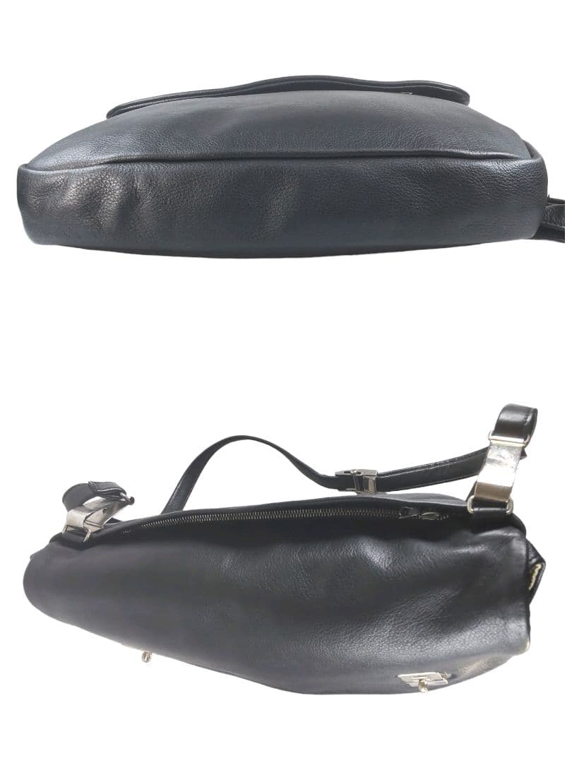 【Ackermann】美品 レザー ショルダーバッグ ターンロック 黒