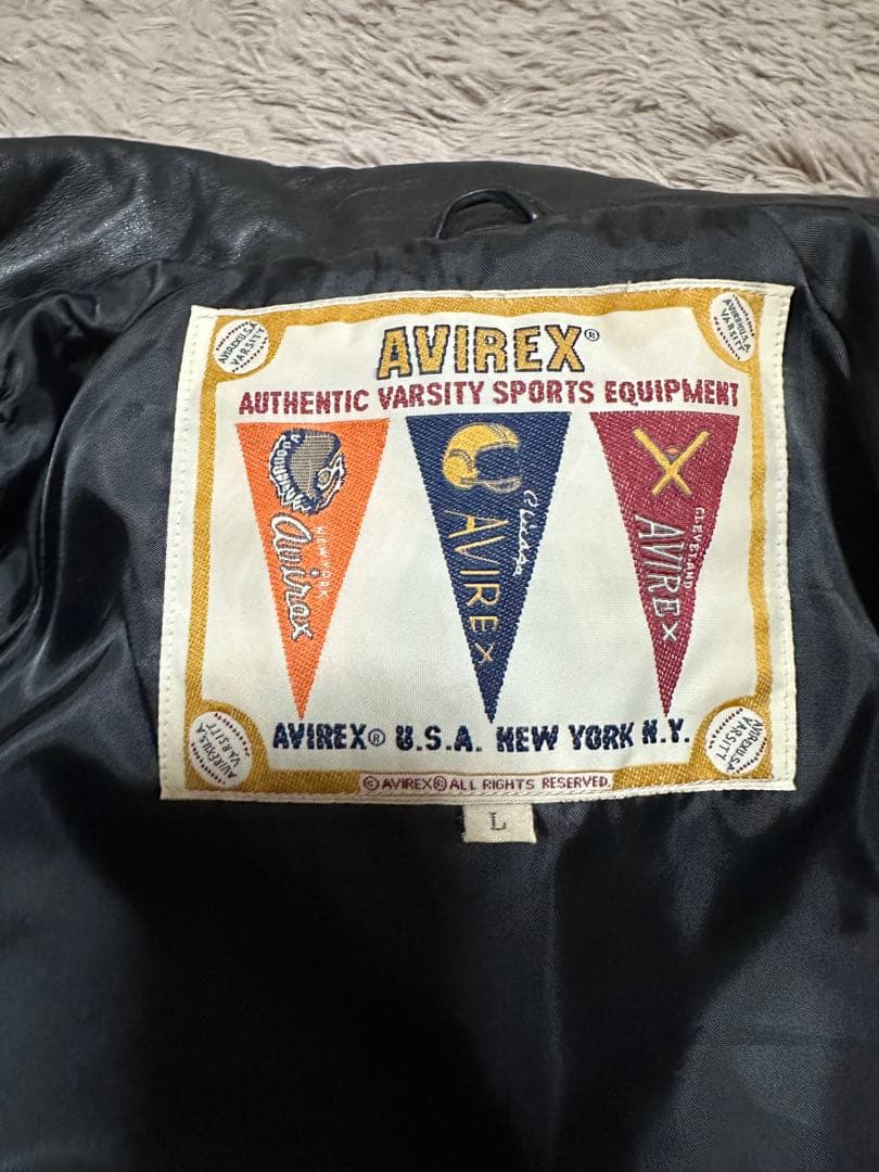AVIREX ブラックレザージャケット Lサイズ 羊革