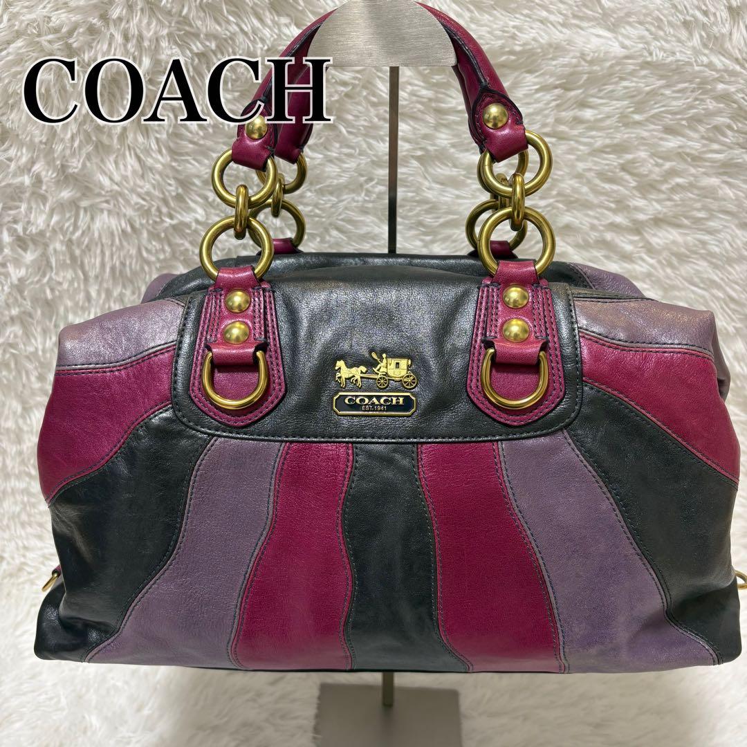 COACH コーチ　マディソン サブリナ レザー マルチカラー　ハンドバッグ