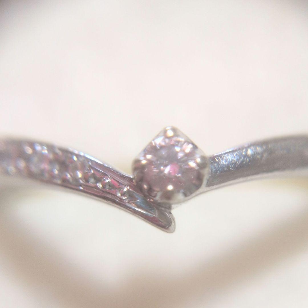 4℃　K18wgエレガントなピンクダイヤモンドリング