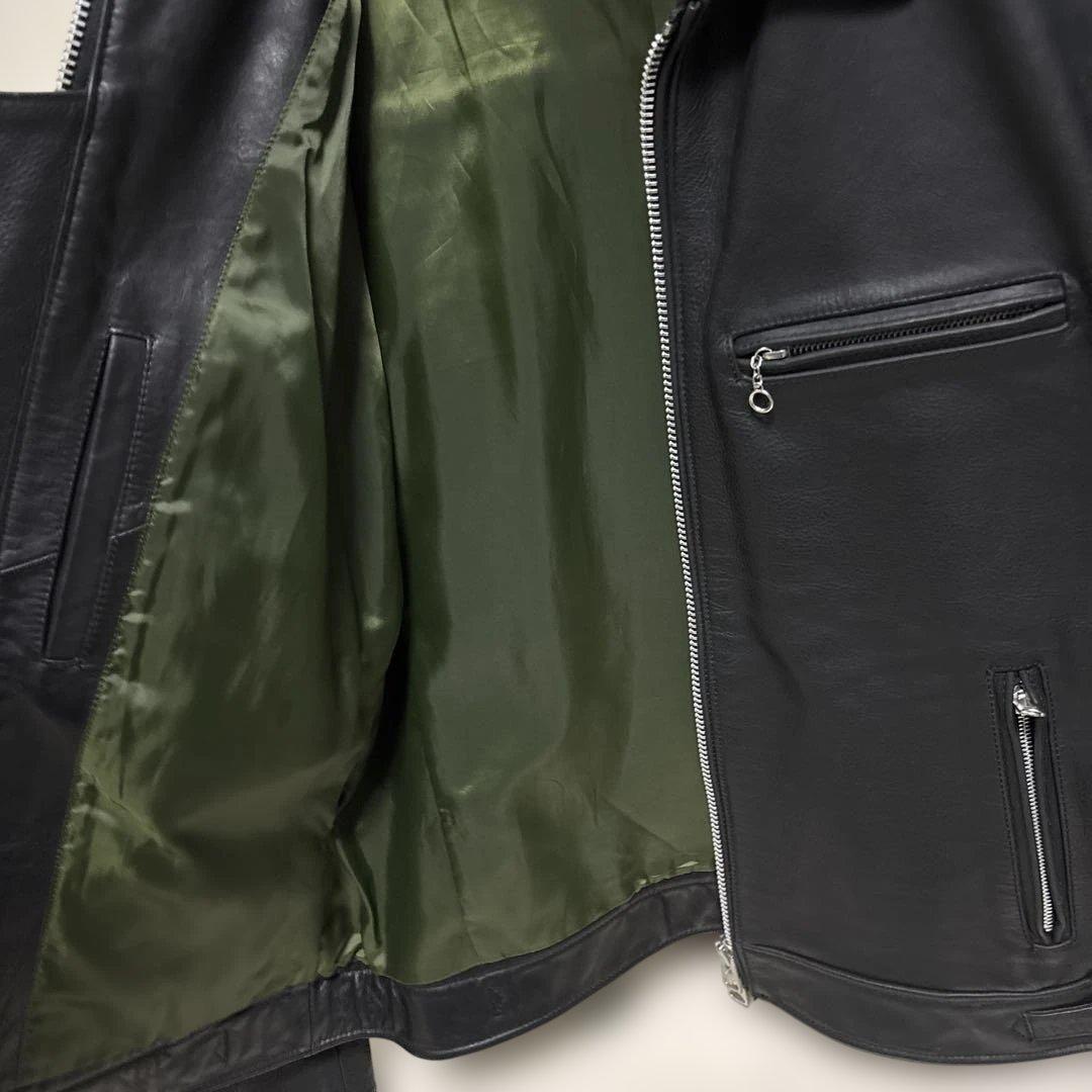 AVIREX ブラックレザー シングル ライダースジャケット