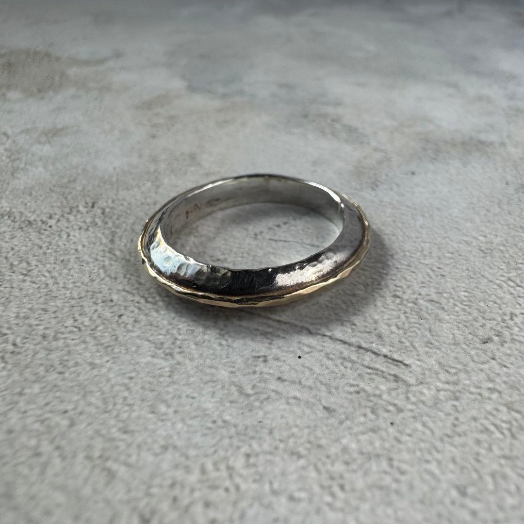 ヴィンテージ ハンマーバンドリング 14K シルバー925 16号 USA製