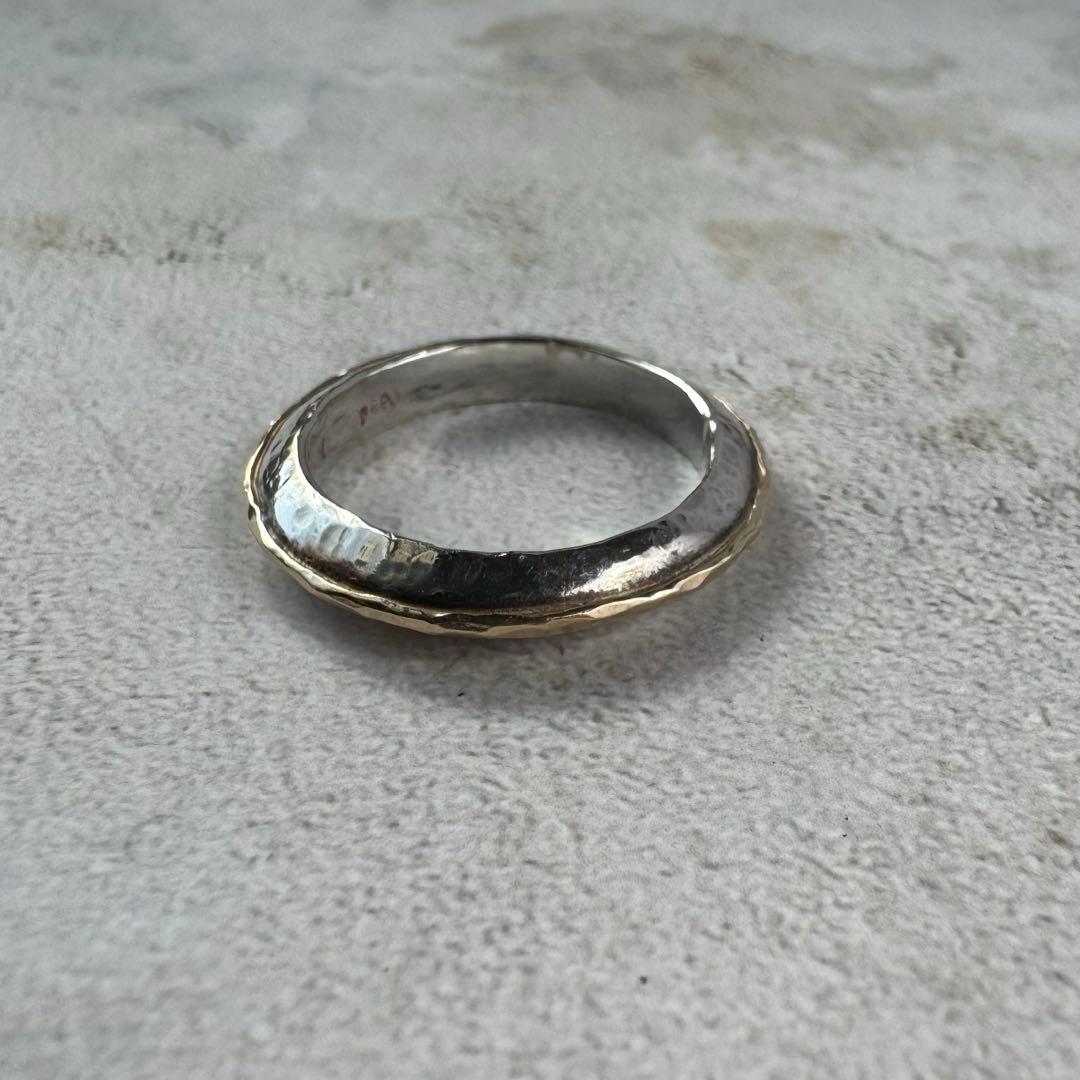 ヴィンテージ ハンマーバンドリング 14K シルバー925 16号 USA製