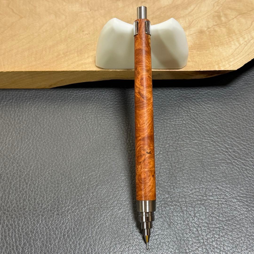 158花梨瘤　木製シャーペン　最強低重心　ステンレス