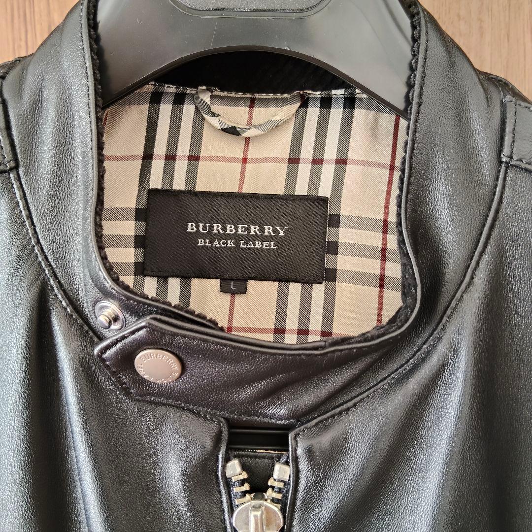 美品！バーバリーブラックレーベル　シングル　ライダースジャケット　ラムレザー　L
