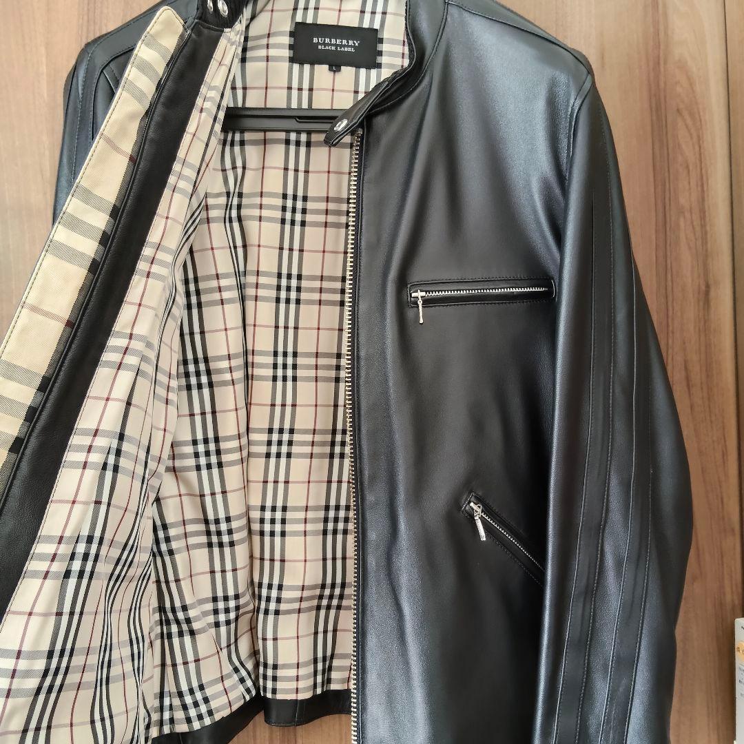 美品！バーバリーブラックレーベル　シングル　ライダースジャケット　ラムレザー　L