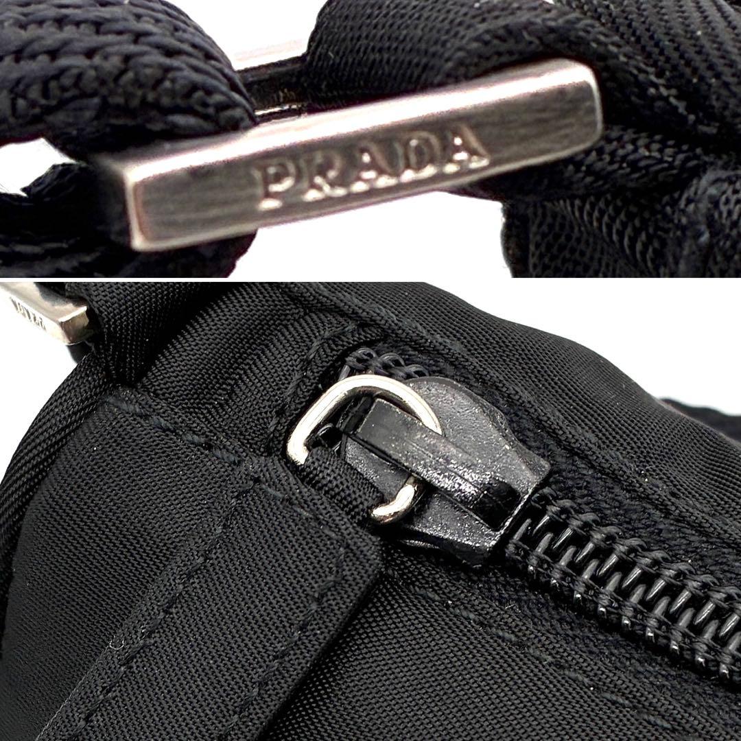 未使用保管品 プラダ アクセサリーポーチ 三角ロゴ 白タグ ハンドバッグ 黒