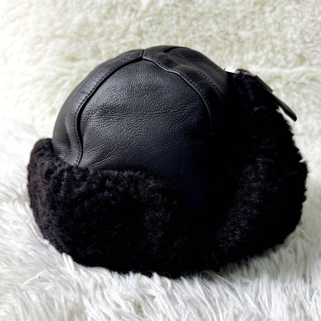 極美品/希少✨ルイヴィトン　ムートン　フライトキャップ　帽子　羊革　ブラウン　M