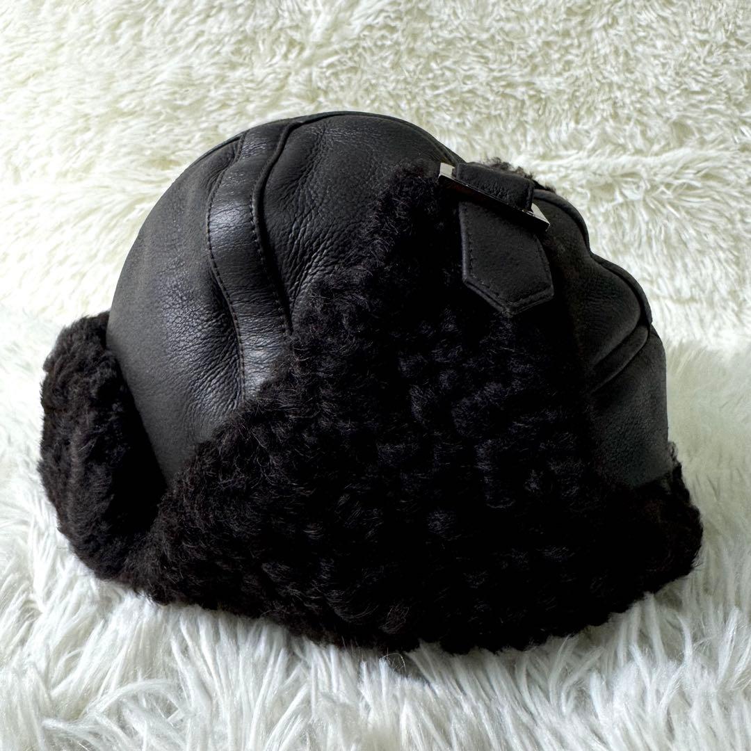 極美品/希少✨ルイヴィトン　ムートン　フライトキャップ　帽子　羊革　ブラウン　M