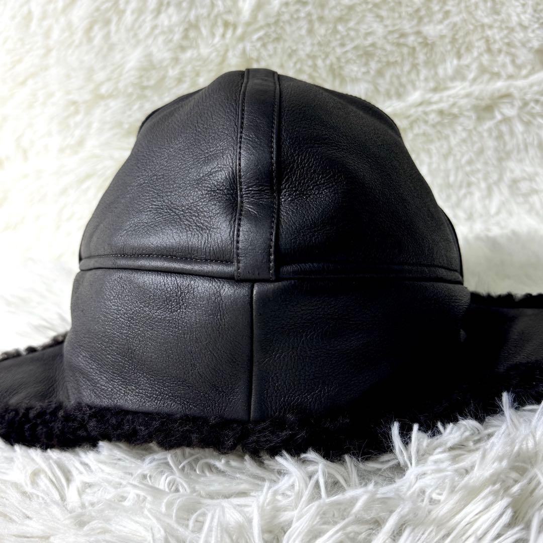 極美品/希少✨ルイヴィトン　ムートン　フライトキャップ　帽子　羊革　ブラウン　M