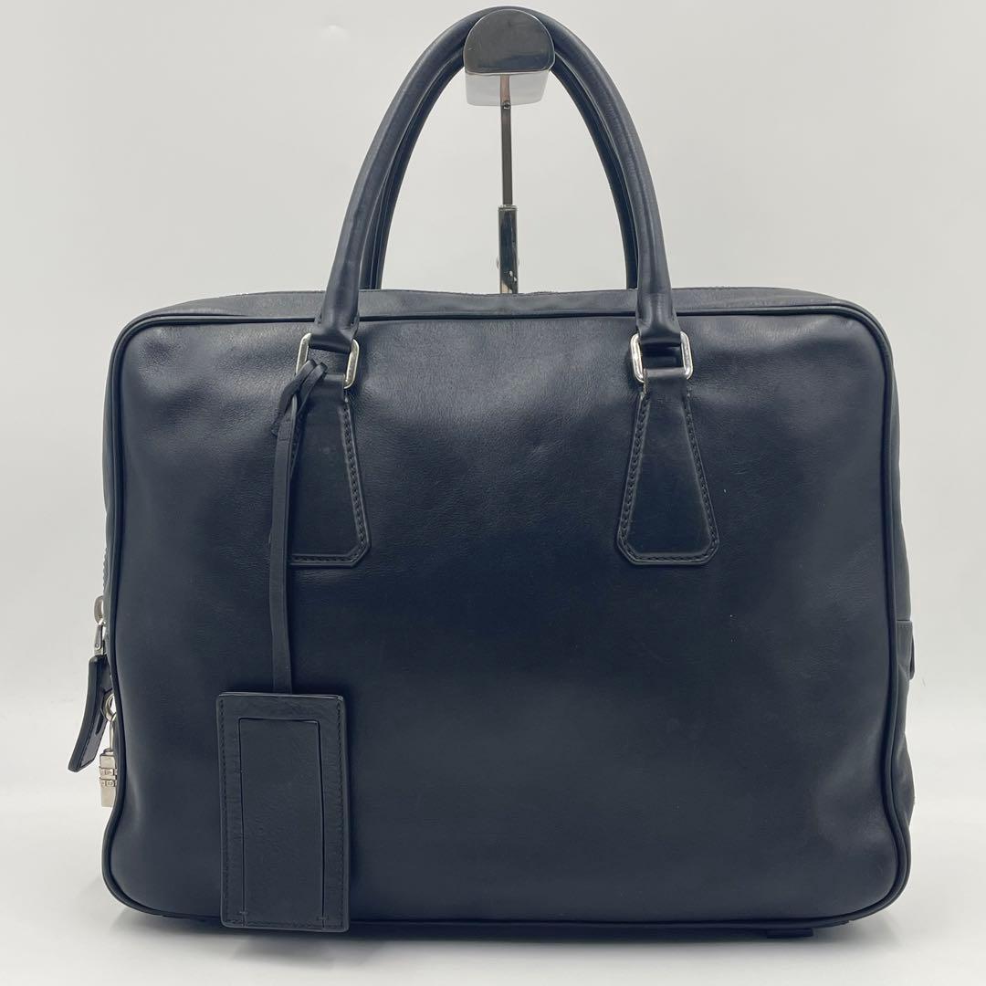 美品✨PRADAプラダ 三角ロゴ ブリーフケース ビジネス 極上レザー A4 黒