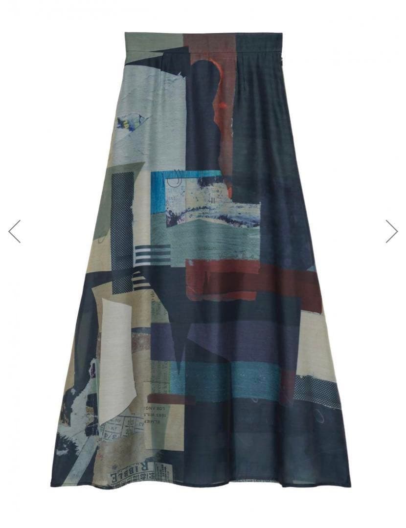 新品：ART COLLAGE PRINT SHEER SKIRT Ameri 青