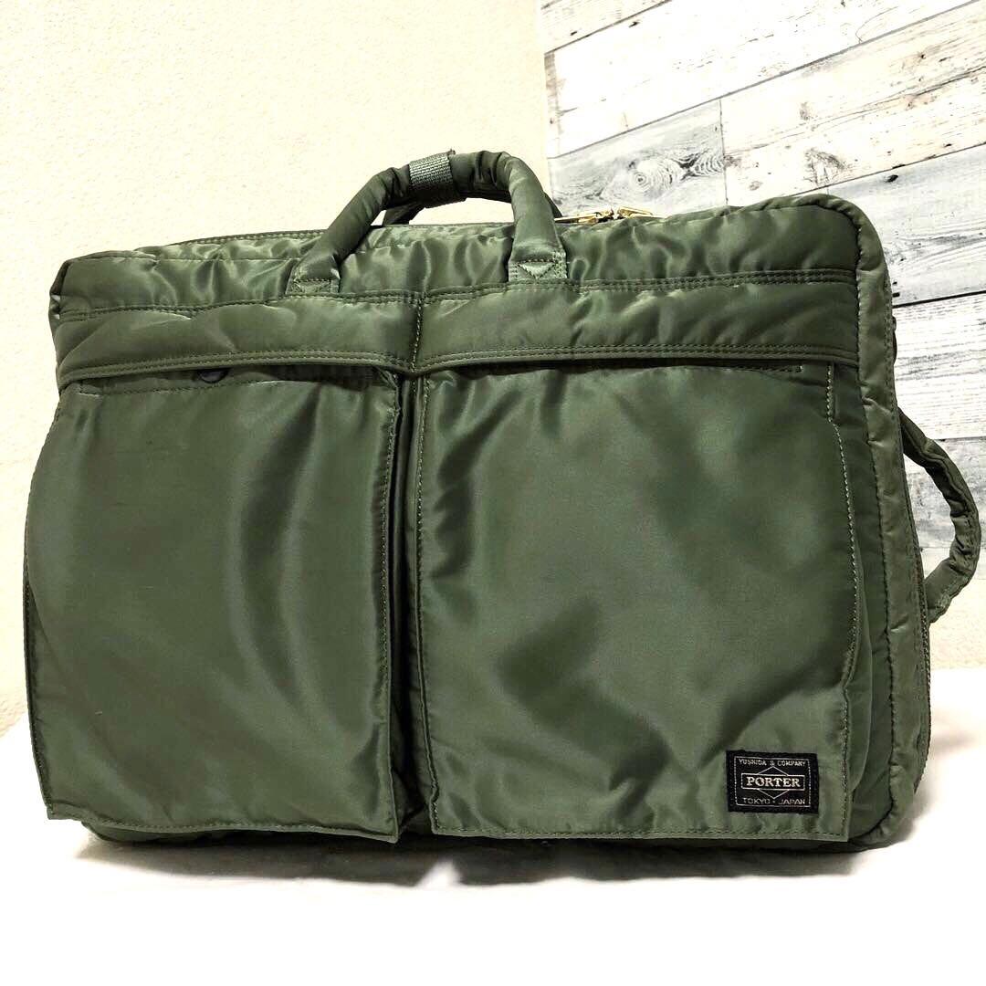 極美品✨廃盤 ポータータンカー ビジネスバッグ 3way A4可 大容量 セージ